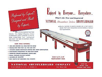 Red Vintage National Table, Table Shuffleboard Rules Sign