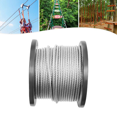 150FT 1/4 inch  Stainless Steel Cable T304 7x19 Steel Wire Rope Aircraft Cable