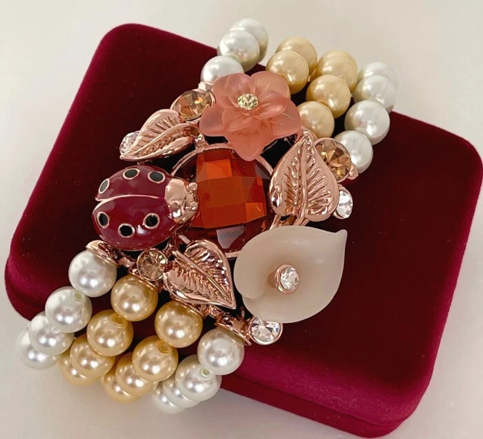 Deluxe Perlen Armband Armreif Crystals Kristalle 750er Rosegold 18K vergoldet - Bild 4 von 4