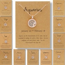 1Pc Rose Gold 12 Zodiac Sign Constellations Star Day Pendant Necklace Jewelry