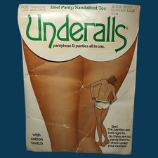 VINTAGE Hanes 1981 UNDERALLS PANTYHOSE  PANTIES ALL IN ONE Queensize Beige/Tan
