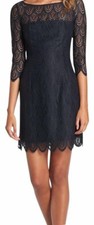 Lilly Pulitzer Hera True Navy Feather Lace Dress in Size 0
