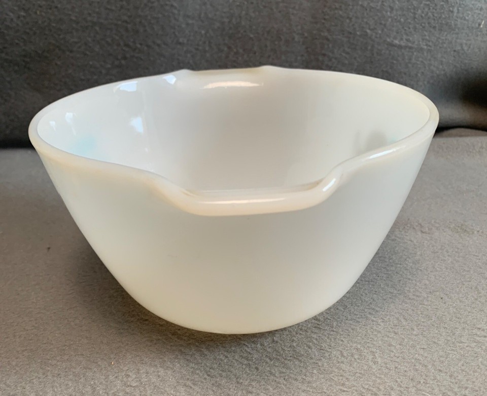Fire King Atomic Blue Heaven Milk Glass Mixing Bowl 1.5 Qt 8" x 4