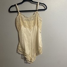 Vintage WONDER MAID Satin NYLON Romper BODYSUIT Teddy LACE Chiffon PANTY 34