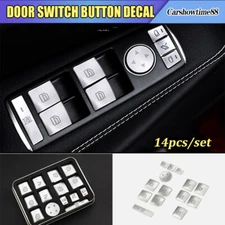 14x Car Window Glass Lift Button Trim Cover Sticker For Benz E C Class W176 W204
