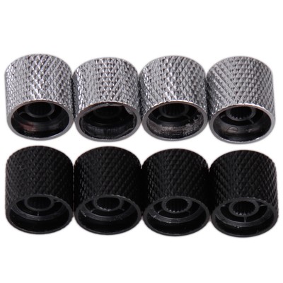 4x Domeknopf Metall Potiknopf Bass E-Gitarre Regelknopf Knob Schwarz Silber 18mm