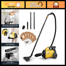 Lightweight Canister Vacuum Cleaner for Carpets Hard Floors, 5 Bags Included,