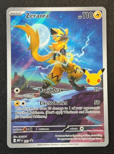 ZERAORA 2026 Pokemon Mega Evolution Promo MEP #103 30th Anniversary Holo - product listing photo
