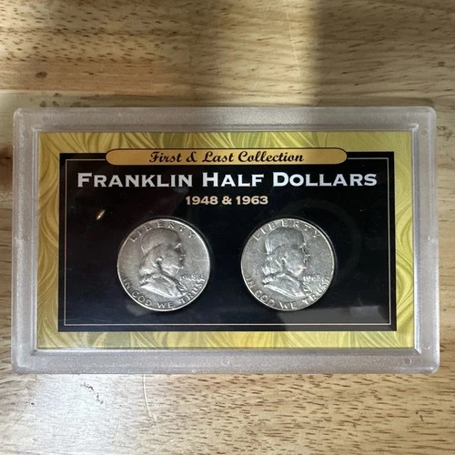 Franklin Half Dollars First & Last Coin Collection 1948 & 1963 90% Silver 2 Set