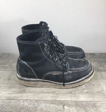 Carhartt 6" Moc Toe Wedge Waterproof Mens Black Leather Wedge Boots Size 8.5