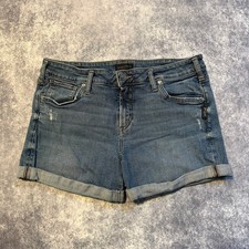 Silver Jeans Co Boyfriend Short Blue Denim Cuffed Distressed W33 L4.5