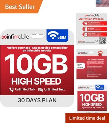 10GB High-Speed Data Prepaid Plan with Quick eSIM Activation & Coverage