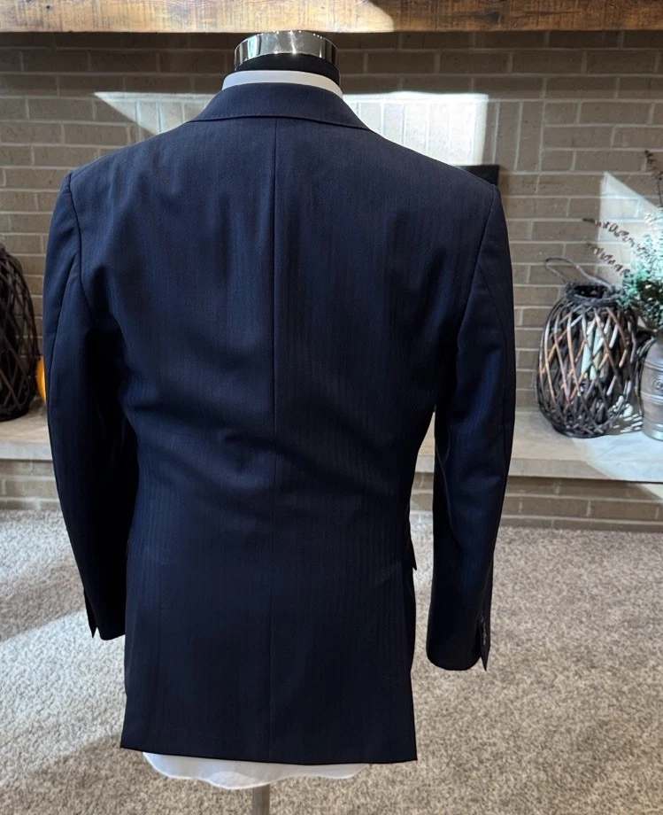 Traje Chaqueta Suitsupply Hombre 38L Azul Marino Rayas 100% Lana 2 Botones Usada en Excelente Condición Foto 4 de 4