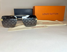 Louis Vuitton Women Rimless Gold Metal Frame Gray Gradient w/ Case