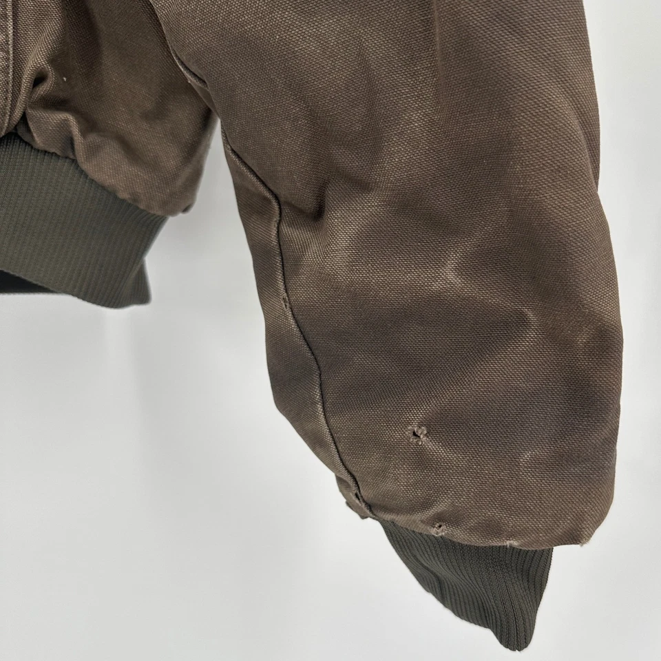 CE Schmidt Mens Canvas Barn Jacket Size 2XLT Hooded Chore Coat Brown Distressed - Image 2 of 4