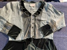 Vintage Spencer Alexis Rayon Blouse Jacket Velvet Trim Dark Academia USA Made 16