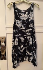 Intimately Free People Black Floral Lace Boho Ruffle Hem Short Dress NWOT XS
