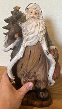 TII Collections Santa Claus Figurine Christmas Wood Look Resin 12” Resin Folk