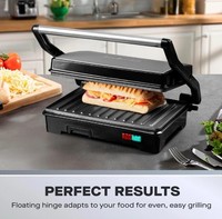 Daewoo Panini Press and Health Grill with Non-Stick Plates 750W black silver