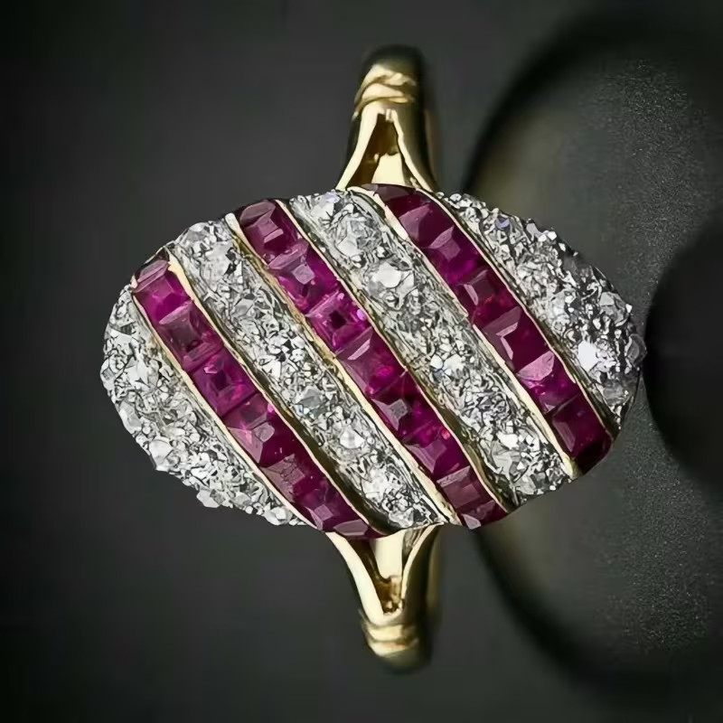 3Ct Princess lab Created Red Ruby Cluster Wedding… - image 3