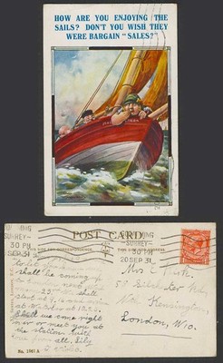 Wie gefallen Ihnen die Segel? Wünschten sie wären Schnäppchenverkauf? Alte Postkarte 1931