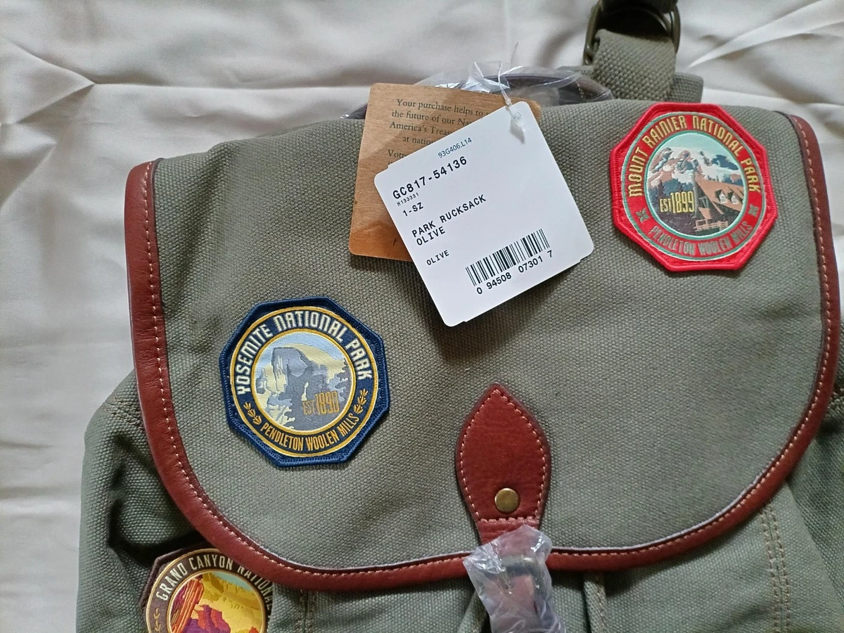 RARE Pendleton National Park Collection Patched Green Canvas Back pack