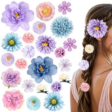 23Pc Silk Flower Hair Clips Set for Women Girls - Colorful Mini Rose Barrettes,