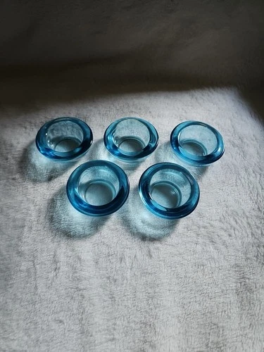 Set of 5 Blue Glass Tealight Candle Holders Crate and Barrel?