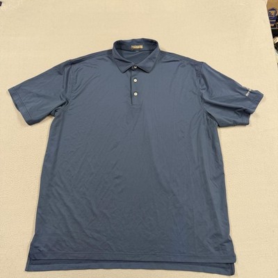 Peter Millar Polo Shirt Mens XL Blue Solid Summer Comfort Golf First Continental