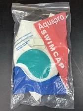 Vintage Aquaprol Rubber Swim Dive Cap Molded White Petal w/ Strap