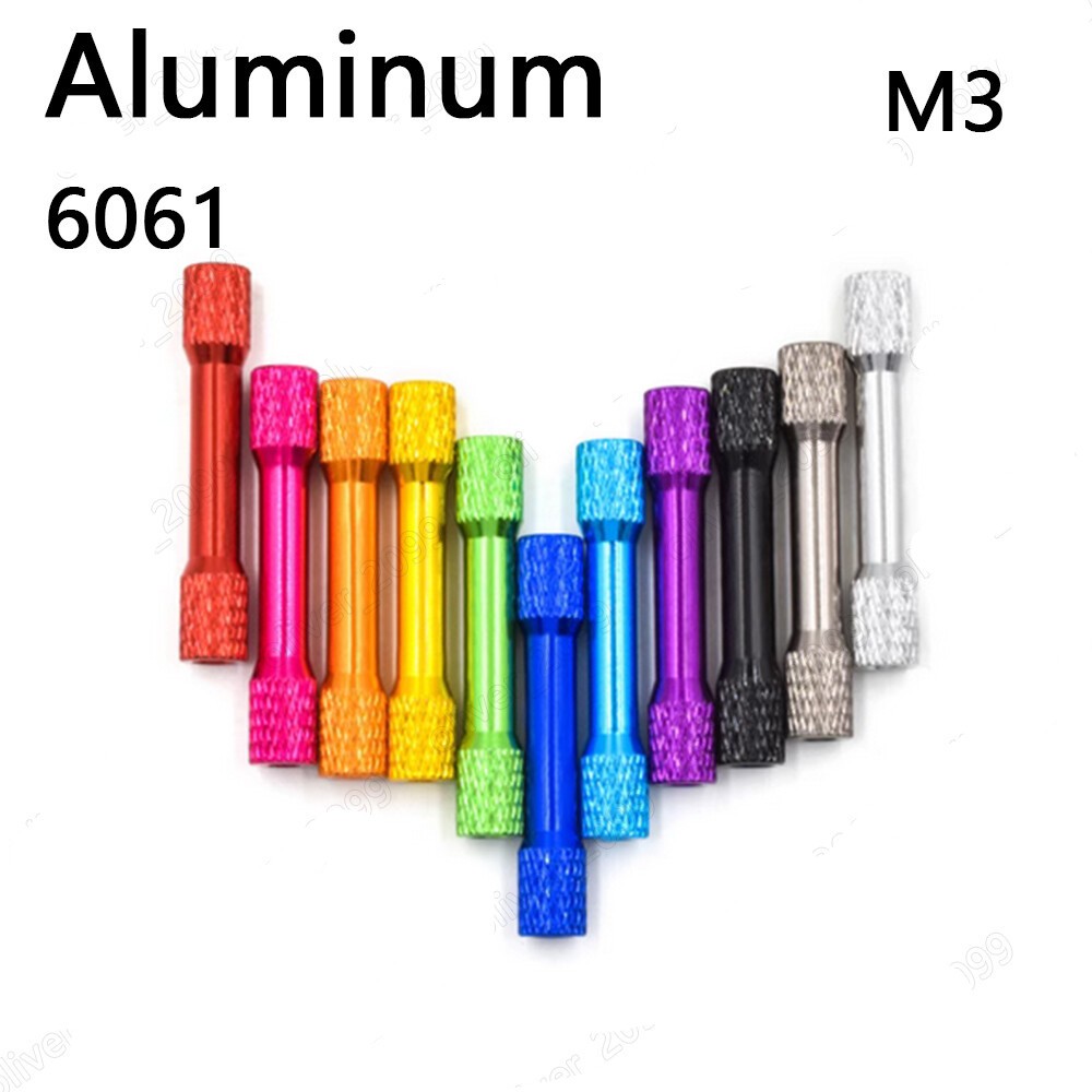 Colorful Aluminum 6061 Double Headed Mesh Knurled Standoff Pillar M3