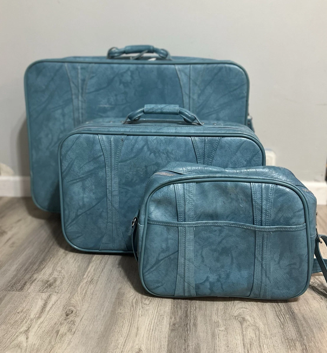 Blue Lightweight Vintage Luggage Sets Travel Accessories for sale