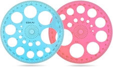 2Pcs Circle Template for Drawing, Plastic Circle Stencil Geometric Ruler for Dra