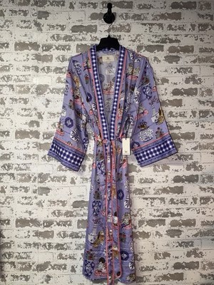NWT! PRINTFRESH Eco Satin Robe in Fancy Dogs - Lavender Glaze - Size S/M $248
