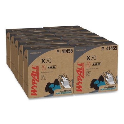 WypAll 41455 X70 Cloths, POP-UP Box, 9.13 x 16.8, White, 96/Box, 10 Boxes/Carton