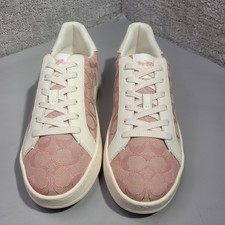 Coach Clip Low Top Women's 9.5B Signature Jacquard Pink Chalk Sneakers CG900