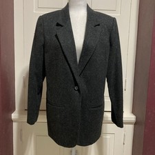 Vintage Sag Harbor 70 Wool Blend Size 10 Women s Dark Gray Blazer Jacket Top