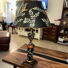Vintage High Quality French Country Metal Lamp 28” Painted Birds And Foliage — photo 1