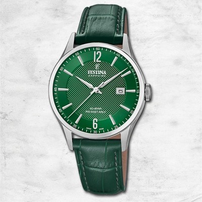 Festina Herrenuhr Swiss Made Armbanduhr Leder grün UF20007/5