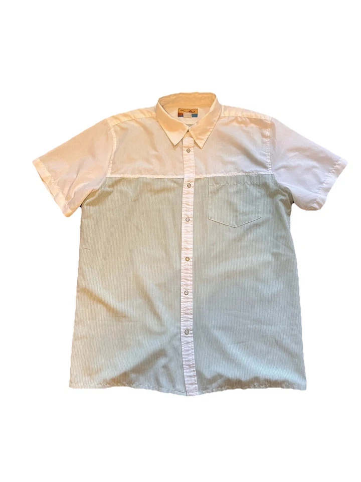 Haband Gold Coast Striped Pearl Snap Short Sleeve Shirt Green Western Men 2XL - Image 4 of 4