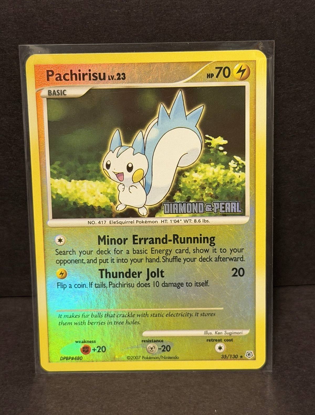 Pokemon TCG Pachirisu 35/130 Diamond & Pearl Reverse Holo Stamped 2007- NM