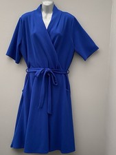 Popsy Clothing Royal Blue Short Sleeves Belted Midi Dress Size 18