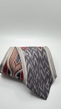 Vintage DeSantis Long Beach Silk Tie Gray Red Abstract Stripe Made in USA