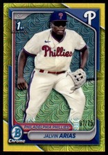 2024 Bowman Chrome #BCP-226 Jalvin Arias #/75 Prospects Yellow Mojo Refractors