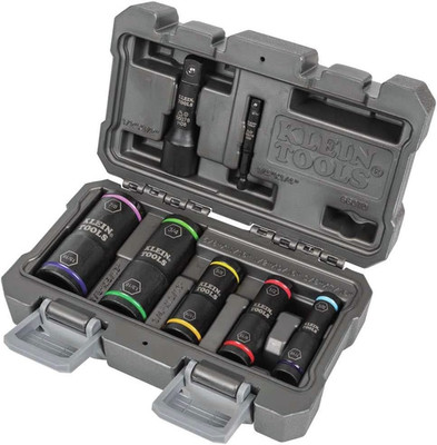 Klein Tools 66070 Flip Impact Socket Set (7-Pc): 1/4'' Hex & 1/2'' Square Adapters