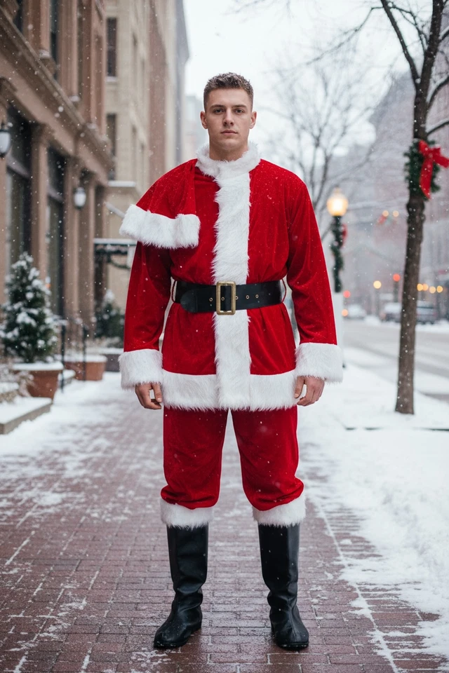 Traje de Papá Noel de pana de lujo Rubies 1985 de colección se adapta a 40-46 ignífugo hecho en EE. UU. Foto 3 de 4