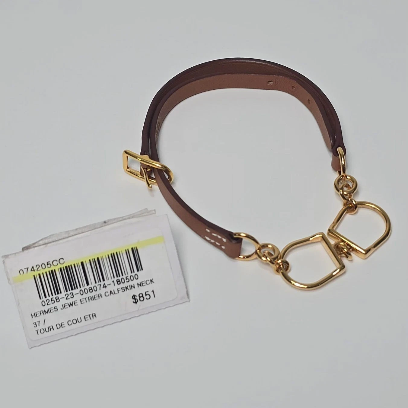HERMÈS Hermes Bracciale Doppia Fila Marrone Tono Oro Girocollo Collana Cinturino 136183983