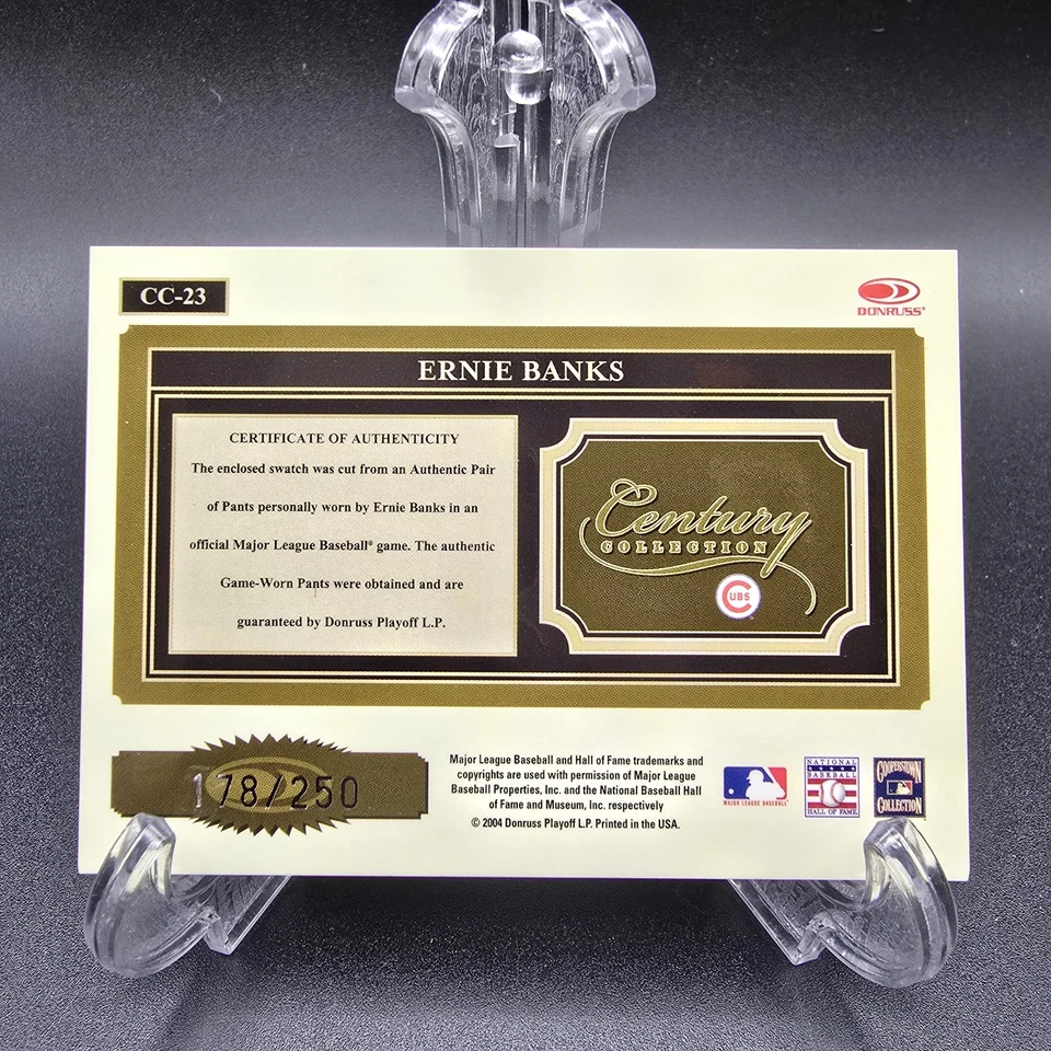 2004 Donruss Throwback Threads Ernie Banks Game-Worn Patch /250 - Image 2 of 2
