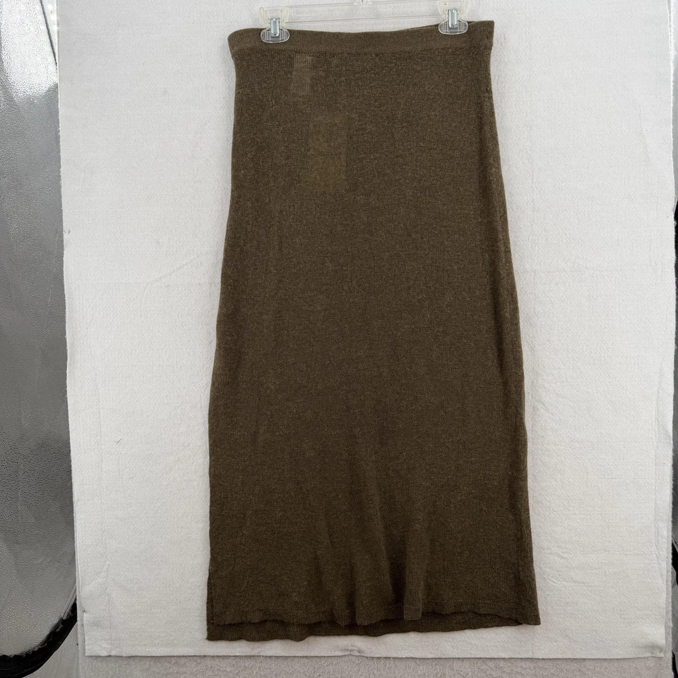 Falda Zara Mujer Grande Oliva Tejido Lana Alpaca Midi Abertura Lateral 2142/183/803 Foto 2 de 4