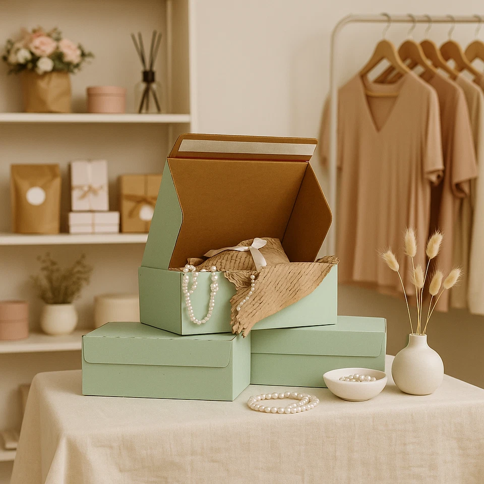 25 Green Shipping Boxes 10x8x4 | Self Seal Mailers – Matte Kraft Inside - Image 4 of 4